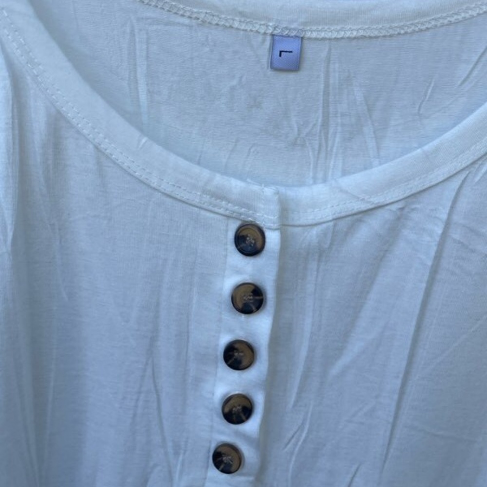 Off White Shirt with Button Placket - Picture 2 of 4